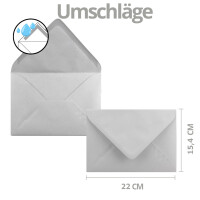 100 XL Weihnachtskarten-Set DIN A5 mit goldenem Weihnachtsbaum aus Sternen - Faltkarten mit passenden Umschlägen DIN C5 Hellgrau mit Nassklebung - Weihnachtsgrüße für Firmen und Privat