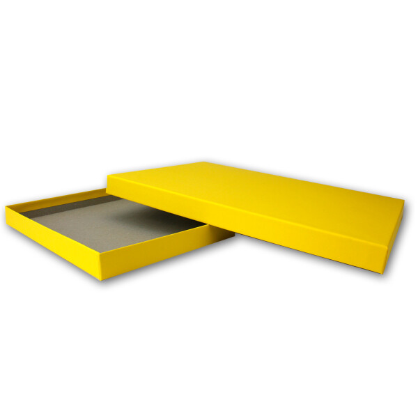 3x DIN A4 - Hochwertige Geschenk- und Aufbewahrungsbox - 30,2 x 21,3 x 2,1 cm - Honiggelb - stabiler 650 g/m² Karton