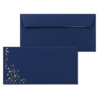 400x Briefumschläge mit Metallic Sternen - DIN Lang - Gold geprägter Sternenregen - Farbe: dunkelblau, Haftklebung, 120 g/m² - 110 x 220 mm - ideal für Weihnachten