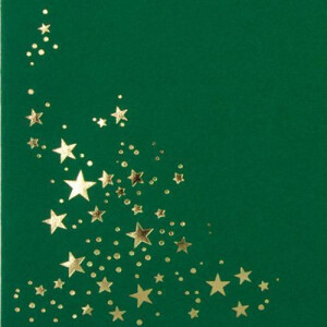 50x Briefumschläge mit Metallic Sternen - DIN Lang - Gold geprägter Sternenregen - Farbe: dunkelgrün, Haftklebung, 120 g/m² - 110 x 220 mm - ideal für Weihnachten