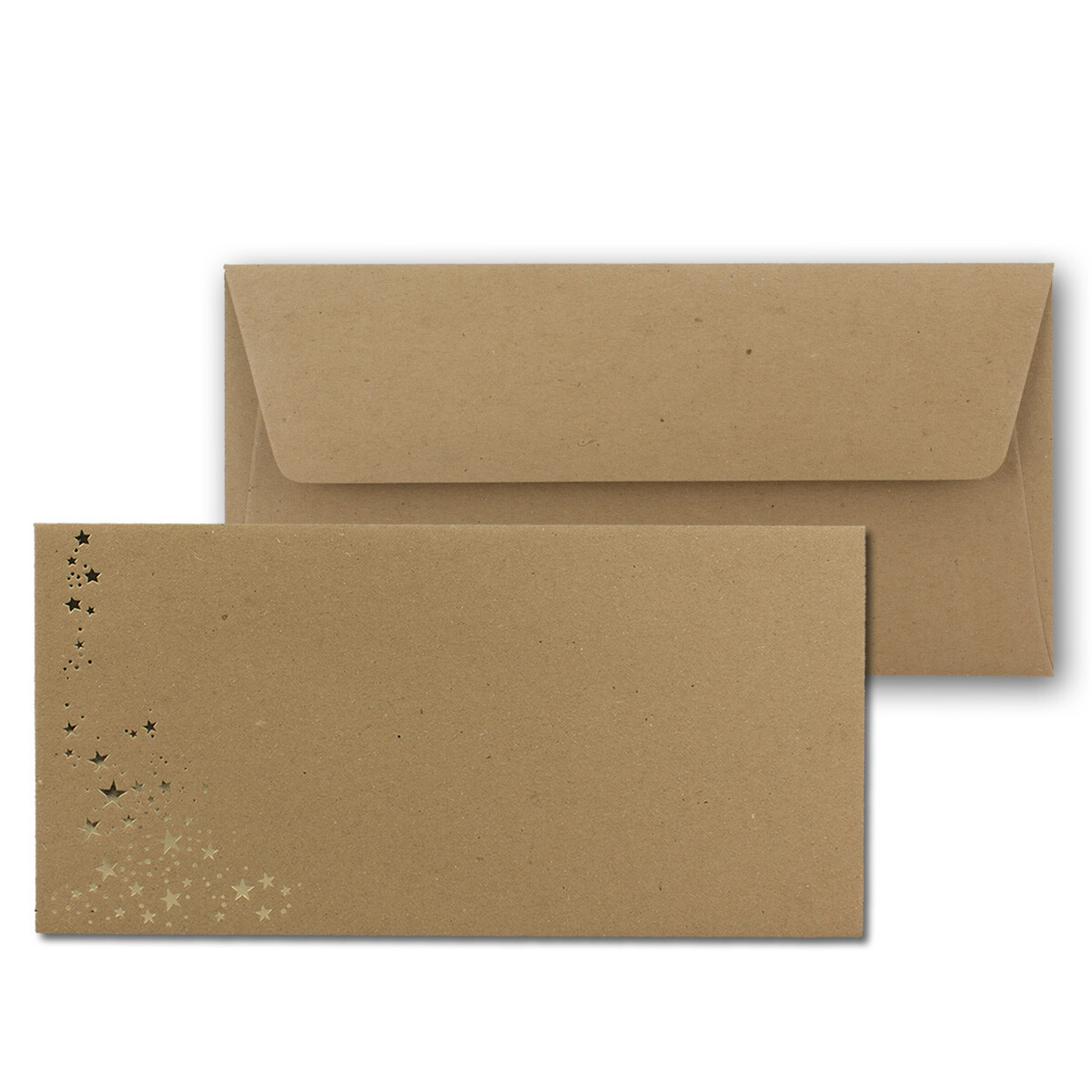 50x Kraftpapier Briefumschläge mit Metallic Sternen...