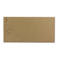 100x Kraftpapier Briefumschläge mit Metallic Sternen - DIN Lang - Gold geprägter Sternenregen - Farbe: Braun - Haftklebung - 120 g/m² - 110 x 220 mm - ideal für Weihnachten