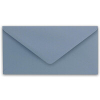 50 Brief-Umschläge Graublau (Blau) DIN Lang - 110 x 220 mm (11 x 22 cm) - Nassklebung ohne Fenster - Ideal für Einladungs-Karten - Serie FarbenFroh
