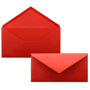 25 Brief-Umschläge Rot DIN Lang - 110 x 220 mm (11 x 22 cm) - Nassklebung ohne Fenster - Ideal für Einladungs-Karten - Serie FarbenFroh