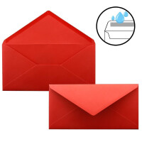 100 Brief-Umschläge Rot DIN Lang - 110 x 220 mm (11 x 22 cm) - Nassklebung ohne Fenster - Ideal für Einladungs-Karten - Serie FarbenFroh