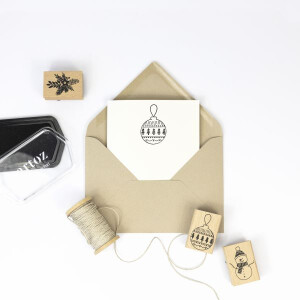 Artoz Stempel – Holzstempel – „Weihnachtskugel“ – 50 x 35 mm – Motivstempel zum Kartenbasteln für Weihnachten, Einladungen, Grüße