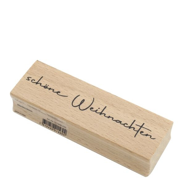 Artoz Stempel – Holzstempel – „Schöne Weihnachten“ – 90 x 30 mm – Motivstempel zum Kartenbasteln für Weihnachten, Einladungen, Grüße