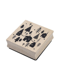 Artoz Stempel – Holzstempel – „Winterdorf“ – 60 x 60 mm – Motivstempel zum Kartenbasteln für Weihnachten, Einladungen, Grüße
