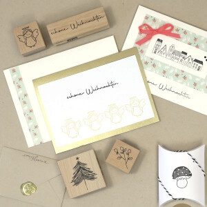 Artoz Stempel – Holzstempel – „Tannenbaum modern“ – 60 x 60 mm – Motivstempel zum Kartenbasteln für Weihnachten, Einladungen, Grüße