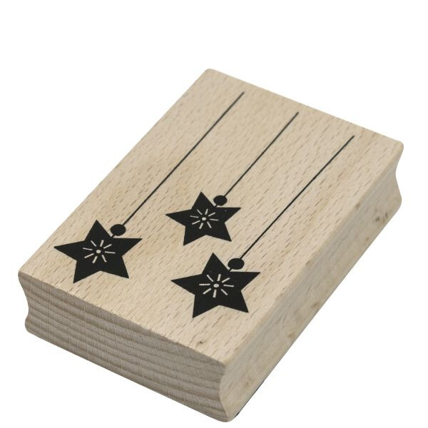 Artoz Stempel – Holzstempel – „Sterne hängend“ – 70 x 50 mm – Motivstempel zum Kartenbasteln für Weihnachten, Einladungen, Grüße
