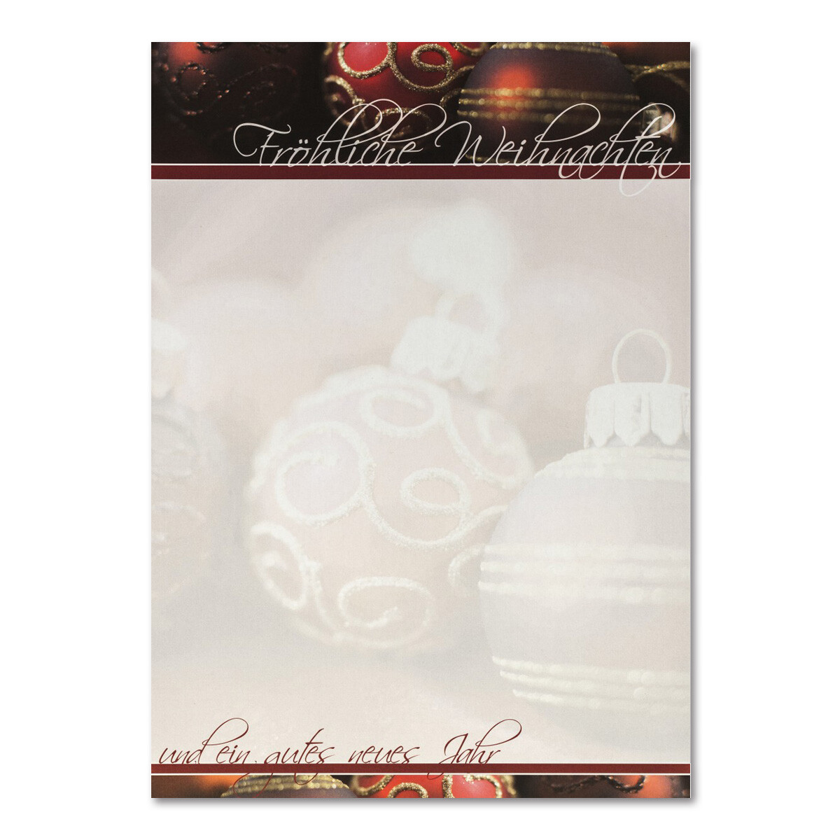 96805 Weihnachtsbrief rote Weihnachtskugeln