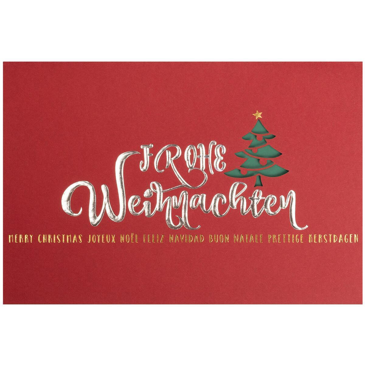 919-109  rote Weihnachtskarte mit internationalem Text