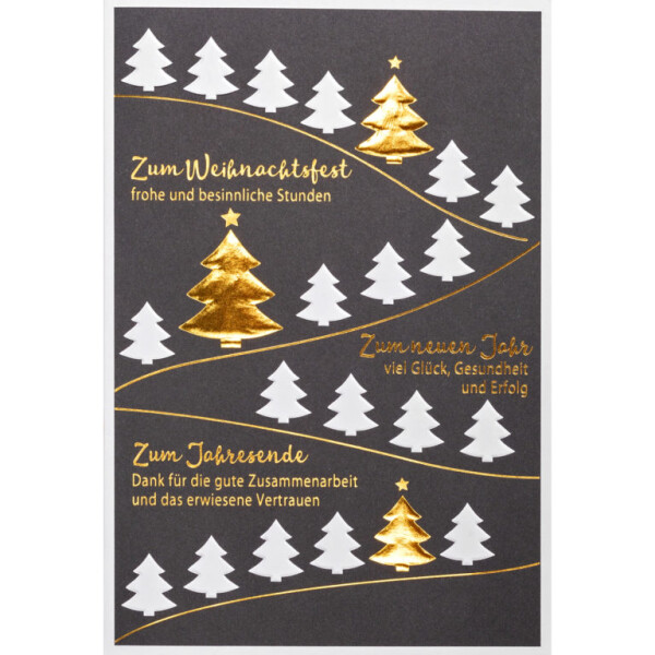 919-118 Weihnachtskarte Tannen mit geschäftlichem Text