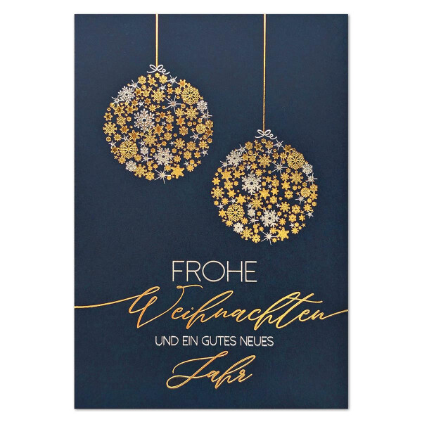 925-303 dunkelblaue Weihnachtskarte mit Kugeln