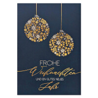 925-303 dunkelblaue Weihnachtskarte mit Kugeln