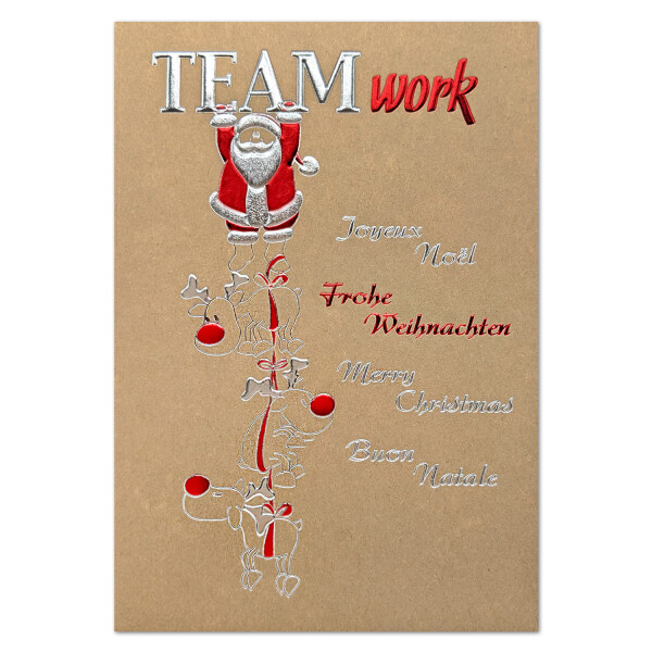 925-302 lustige Weihnachtskarte Öko "Team Work"