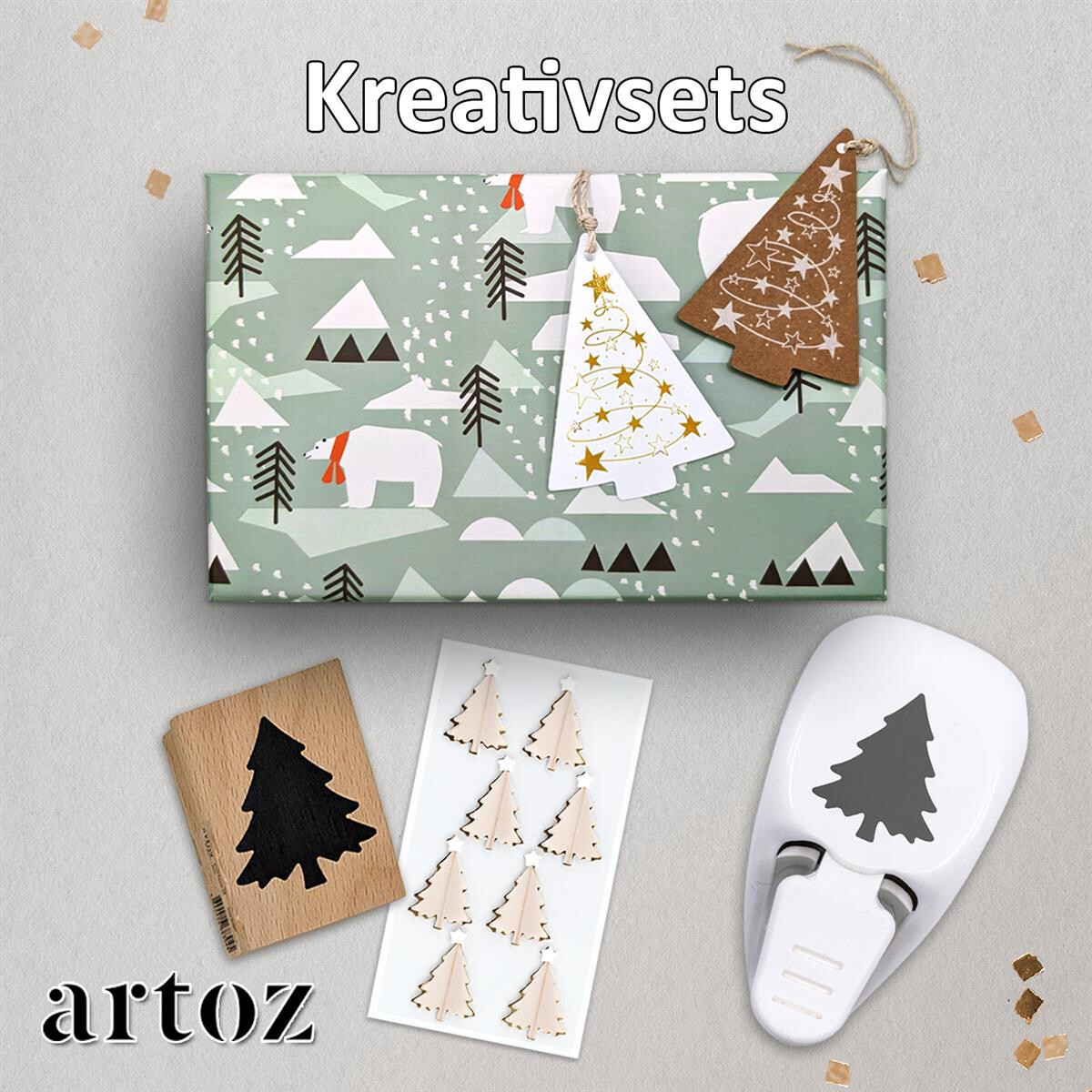 Artoz Kreativsets - Kreativbox mit Stanzer, Stempel,...