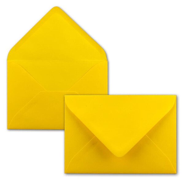 100x Brief-Umschläge Format B6 - Honig-Gelb- 12 x 17,5 cm - Nassklebung mit spitzer Klappe - 110 g/m² - Einladungs-Kuverts