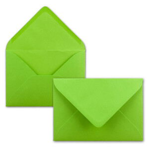 100x Brief-Umschläge Format B6 - Hell-Grün- 12 x 17,5 cm - Nassklebung mit spitzer Klappe - 110 g/m² - Einladungs-Kuverts
