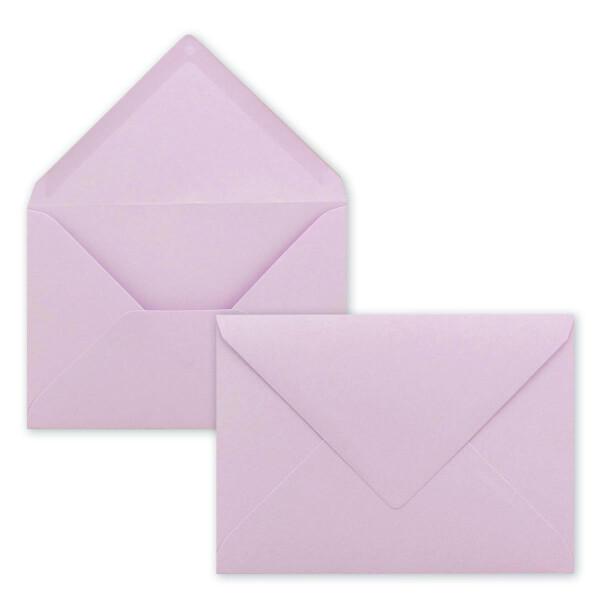 100x Brief-Umschläge Format B6 - Lila- 12 x 17,5 cm - Nassklebung mit spitzer Klappe - 110 g/m² - Einladungs-Kuverts