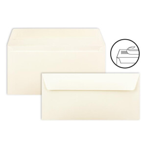 100 Brief-Umschläge DIN Lang - Naturweiß - 110 g/m² - 11 x 22 cm - sehr formstabil - Haftklebung - Qualitätsmarke: FarbenFroh by GUSTAV NEUSER