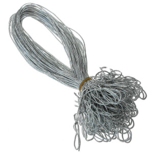 100 Stück Schmuck-Gummiband Mettalic SILBER für Einladungskarten mit Einlegeblatt - für Klappkarten A6 B6 DIN Lang Quadratisch A5 mit schöner Schlaufe