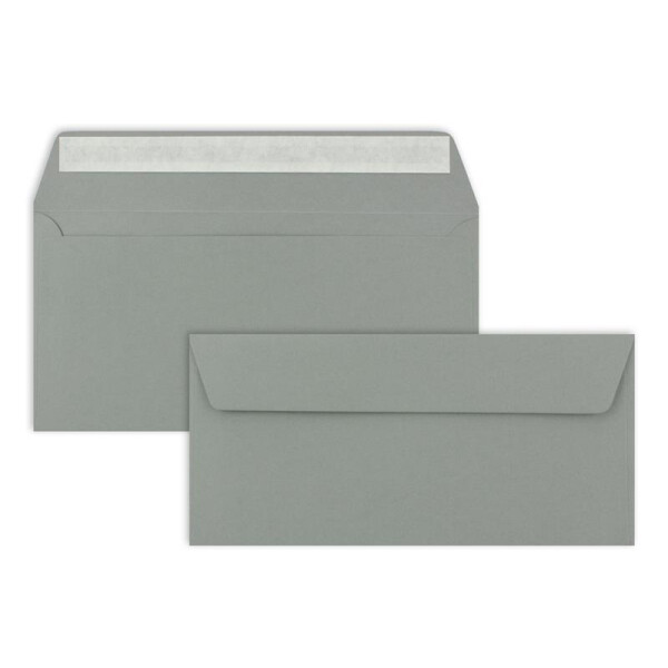 50 Brief-Umschläge DIN Lang - Graphitgrau / Dunkelgrau - 110 g/m² - 11 x 22 cm - sehr formstabil - Haftklebung - Qualitätsmarke: FarbenFroh by GUSTAV NEUSER