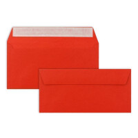 100 Brief-Umschläge DIN Lang - leuchtendes Rot - 110 g/m² - 11 x 22 cm - sehr formstabil - Haftklebung - Qualitätsmarke: FarbenFroh by GUSTAV NEUSER
