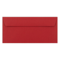 50 Brief-Umschläge DIN Lang - Rosen-Rot - 110 g/m² - 11 x 22 cm - sehr formstabil - Haftklebung - Qualitätsmarke: FarbenFroh by GUSTAV NEUSER