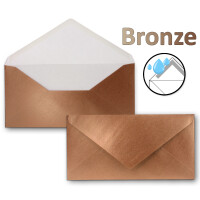 25 Brief-Umschläge Bronze Metallic DIN Lang - 110 x 220 mm (11 x 22 cm) - Nassklebung ohne Fenster - Ideal für Einladungs-Karten - Serie FarbenFroh