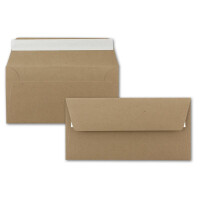 100x Kraftpapier Umschläge DIN Lang - Braun ÖKO - Haftklebung selbstklebend 11 x 22 cm - 120 g/m² Briefumschläge ohne Fenster aus Recycling Papier - von NEUSER PAPIER