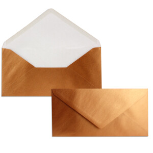 50 Brief-Umschläge Kupfer Metallic DIN Lang - 110 x 220 mm (11 x 22 cm) - Nassklebung ohne Fenster - Ideal für Einladungs-Karten - Serie FarbenFroh