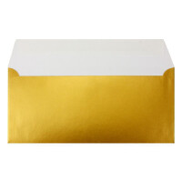 100 Gold-Metallic Brief-Umschläge DIN Lang - 11 x 22 cm - Haftklebung - glänzende Kuverts für große Einladungen und Karten, Hochzeit & Weihnachten