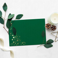 25x Weihnachts-Briefumschläge - DIN B6 - mit Gold-Metallic geprägtem Sternenregen -Farbe: dunkelgrün, Nassklebung, 110 g/m² - 120 x 176 mm - Marke: GUSTAV NEUSER