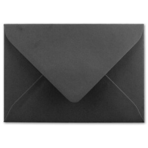 50x Brief-Umschläge Format B6 - Schwarz- 12 x 17,5 cm - Nassklebung mit spitzer Klappe - 110 g/m² - Einladungs-Kuverts