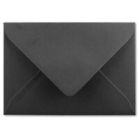 50x Brief-Umschläge Format B6 - Schwarz- 12 x 17,5 cm - Nassklebung mit spitzer Klappe - 110 g/m² - Einladungs-Kuverts
