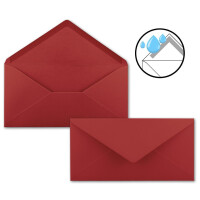 50 Brief-Umschläge Dunkel-Rot DIN Lang - 110 x 220 mm (11 x 22 cm) - Nassklebung ohne Fenster - Ideal für Einladungs-Karten - Serie FarbenFroh