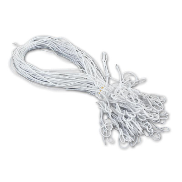 50 Stück Schmuck-Gummiband WEISS für Einladungskarten mit Einlegeblatt - für Klappkarten A6 B6 DIN Lang Quadratisch A5 mit schöner Schlaufe