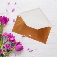 25 Brief-Umschläge Kupfer Metallic DIN Lang - 110 x 220 mm (11 x 22 cm) - Nassklebung ohne Fenster - Ideal für Einladungs-Karten - Serie FarbenFroh