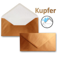 25 Brief-Umschläge Kupfer Metallic DIN Lang - 110 x 220 mm (11 x 22 cm) - Nassklebung ohne Fenster - Ideal für Einladungs-Karten - Serie FarbenFroh