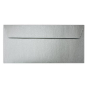 25 Silber-Metallic Brief-Umschläge DIN Lang - 11 x 22 cm - Haftklebung - glänzende Kuverts für große Einladungen und Karten, Hochzeit & Weihnachten