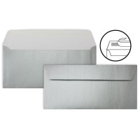 25 Silber-Metallic Brief-Umschläge DIN Lang - 11 x 22 cm - Haftklebung - glänzende Kuverts für große Einladungen und Karten, Hochzeit & Weihnachten