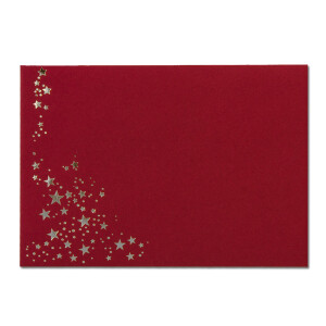 100x Weihnachts-Briefumschläge - DIN B6 - mit Silber-Metallic geprägtem Sternenregen -Farbe: dunkelrot, Nassklebung, 110 g/m² - 120 x 176 mm - Marke: GUSTAV NEUSER
