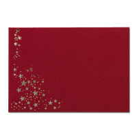 100x Weihnachts-Briefumschläge - DIN B6 - mit Silber-Metallic geprägtem Sternenregen -Farbe: dunkelrot, Nassklebung, 110 g/m² - 120 x 176 mm - Marke: GUSTAV NEUSER