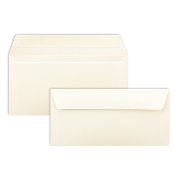 50 Brief-Umschläge DIN Lang - Naturweiß - 110 g/m² - 11 x 22 cm - sehr formstabil - Haftklebung - Qualitätsmarke: FarbenFroh by GUSTAV NEUSER