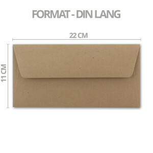 25x Kraftpapier Umschläge DIN Lang - Braun ÖKO - Nassklebung 11 x 22 cm - 120 g/m² breite Verschluss-Lasche - Recycling Papier - von NEUSER PAPIER