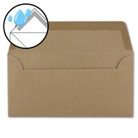 25x Kraftpapier Umschläge DIN Lang - Braun ÖKO - Nassklebung 11 x 22 cm - 120 g/m² breite Verschluss-Lasche - Recycling Papier - von NEUSER PAPIER