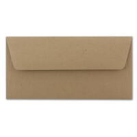 25x Kraftpapier Umschläge DIN Lang - Braun ÖKO - Nassklebung 11 x 22 cm - 120 g/m² breite Verschluss-Lasche - Recycling Papier - von NEUSER PAPIER