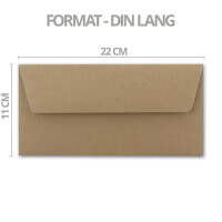 25x Kraftpapier Umschläge DIN Lang - Braun ÖKO - Nassklebung 11 x 22 cm - 120 g/m² breite Verschluss-Lasche - Recycling Papier - von NEUSER PAPIER
