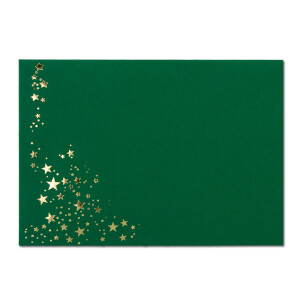 100x Weihnachts-Briefumschläge - DIN B6 - mit Gold-Metallic geprägtem Sternenregen -Farbe: dunkelgrün, Nassklebung, 110 g/m² - 120 x 176 mm - Marke: GUSTAV NEUSER